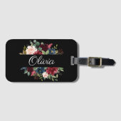 ブルゴーニュエレガントフローラかわいらし水彩 ラゲッジタグ (正面横)