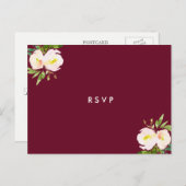 ブルゴーニュエレガントフローラキンセアニェラRSVP インビテーションポストカード (正面/裏面)