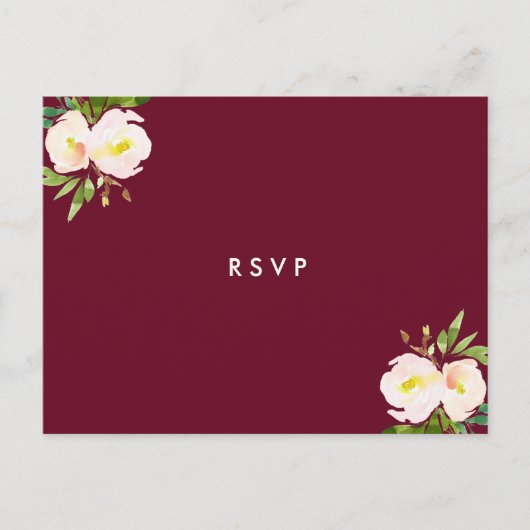 ブルゴーニュエレガントフローラキンセアニェラRSVP インビテーションポストカード (正面)