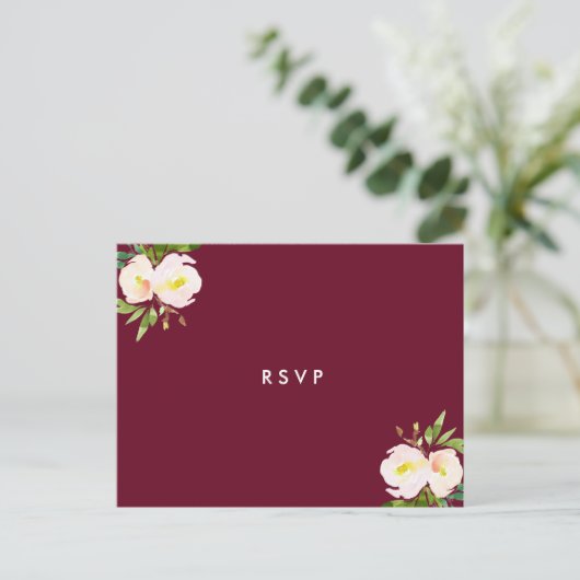 ブルゴーニュエレガントフローラキンセアニェラRSVP インビテーションポストカード (スタンド正面)
