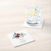 ブルゴーニュエレガントフローラス結婚クリハーサル スクエアペーパーコースター (インサイチュ)