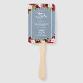 ブルゴーニュエレガントフローラダスティブルー結婚式 プログラム ハンドファン (正面)