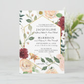 ブルゴーニュエレガントフローラバラ秋の結婚葉 招待状 (スタンド正面)