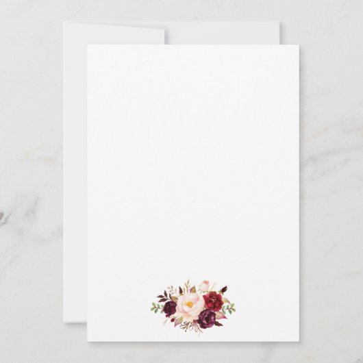 ブルゴーニュエレガントフローラブルー金ゴールド結婚式の招待 招待状 (裏面)