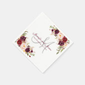 ブルゴーニュエレガントフローラモノグ素朴ラム結婚ズ スタンダードカクテルナプキン (角)