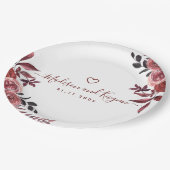 ブルゴーニュエレガントフローラモノグ素朴ラム結婚ズ ペーパープレート (アングル)