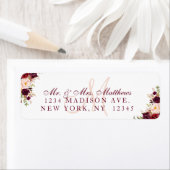 ブルゴーニュエレガントフローラモノグ結婚ラムの住所 ラベル (インサイチュ)