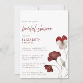 ブルゴーニュエレガントフローラ植物学ブライダルシャワー 招待状 (正面)