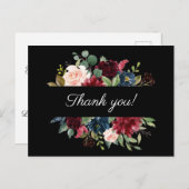 ブルゴーニュエレガントフローラ水彩色ありがとう ポストカード (正面/裏面)