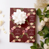 ブルゴーニュエレガントフローラ牡丹モノグラ結婚ム ラッピングペーパーシート