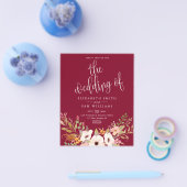 ブルゴーニュエレガントフローラ秋予算結婚式の招待 チラシ (シングル)