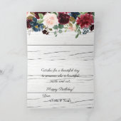 ブルゴーニュエレガントフローラ素朴水彩誕生日 カード (内部)