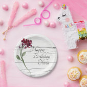 ブルゴーニュエレガントフローラ素朴水彩誕生日 ペーパープレート (パーティー)