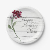 ブルゴーニュエレガントフローラ素朴水彩誕生日 ペーパープレート (正面)