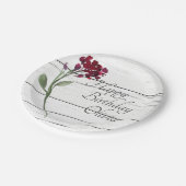 ブルゴーニュエレガントフローラ素朴水彩誕生日 ペーパープレート (アングル)