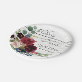 ブルゴーニュエレガントフローラ素朴水色かわいらし ペーパープレート (アングル)