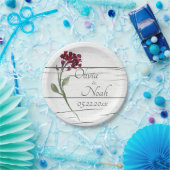 ブルゴーニュエレガントフローラ素朴水色名 ペーパープレート (パーティー)