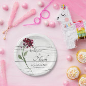 ブルゴーニュエレガントフローラ素朴水色名 ペーパープレート (パーティー)