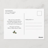 ブルゴーニュエレガントボタニカルメリークリスマスホリデー ポストカード (裏面)