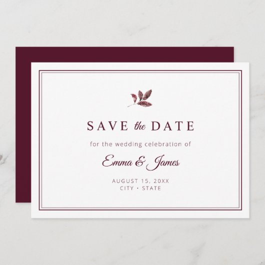 ブルゴーニュエレガントミニマ結婚リスト セーブザデート (正面/裏面)