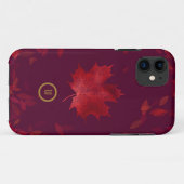 ブルゴーニュエレガントレッドと金ゴールド紅葉 Case-Mate iPhoneケース (裏面(横))
