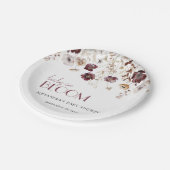 ブルゴーニュエレガントワイルドフラワーガールベビーシャワー ペーパープレート (アングル)