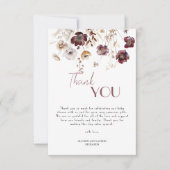 ブルゴーニュエレガントワイルドフラワーベビーシャワー サンキューカード (正面)