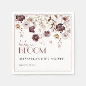 ブルゴーニュエレガントワイルドフラワーベビーシャワー スタンダードカクテルナプキン (正面)