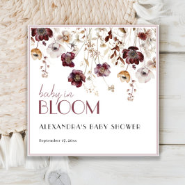 ブルゴーニュエレガントワイルドフラワーベビーシャワー スタンダードカクテルナプキン