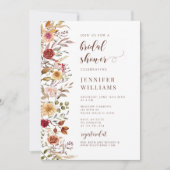ブルゴーニュエレガントワイルドフラワー秋ブライダルシャワー 招待状 (正面)