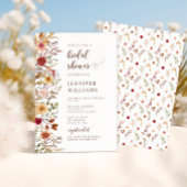 ブルゴーニュエレガントワイルドフラワー秋ブライダルシャワー 招待状