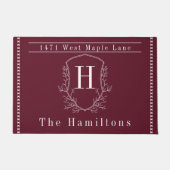 ブルゴーニュエレガントワイン家族モノグラムアドレス ドアマット (正面)