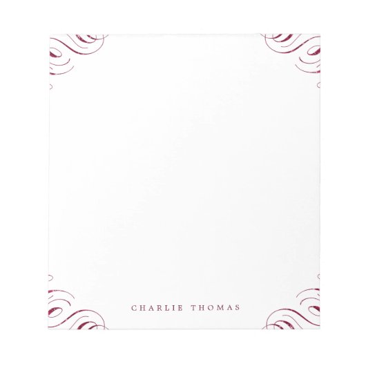 ブルゴーニュエレガントヴィンテージパーソナライズされた文具 ノートパッド (正面)