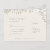 ブルゴーニュエレガントヴィンテージレース素朴な結婚式RSVP インビテーションポストカード (裏面)