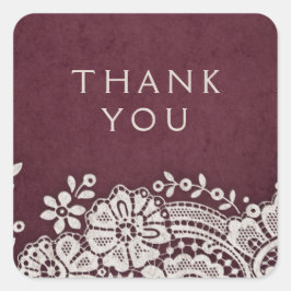 ブルゴーニュエレガントヴィンテージレース素朴結婚式の引き出物 スクエアシール