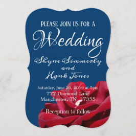 ブルゴーニュエレガントーとネイビーブルーの冬の結婚式 招待状