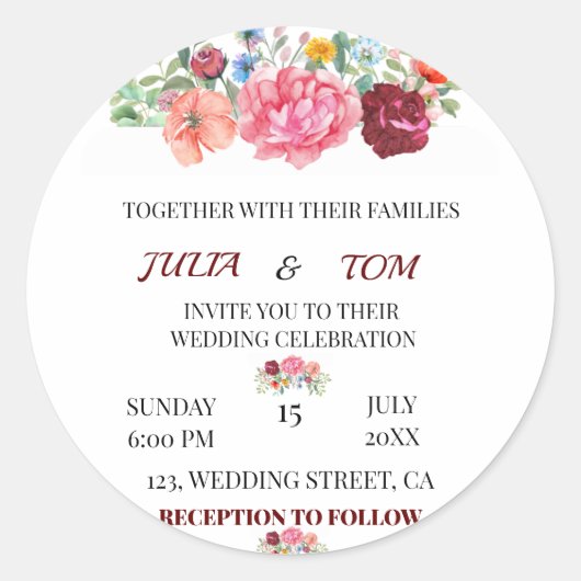 ブルゴーニュエレガントーとバラ色フローラ ラウンドシール (正面)