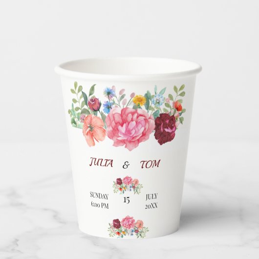 ブルゴーニュエレガントーとバラ色フローラ 紙コップ (正面)