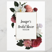 ブルゴーニュエレガントーとピンクの花ブライダルビンゴ (裏面)