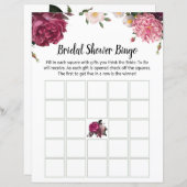 ブルゴーニュエレガントーとピンクの花ブライダルビンゴ (正面/裏面)