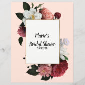 ブルゴーニュエレガントーとピンクの花ブライダルビンゴ (裏面)