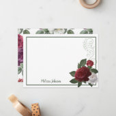 ブルゴーニュエレガントーとピンクフローラバラ ノートカード (正面/裏面インサイチュ)