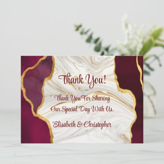 ブルゴーニュエレガントーと金ゴールドアガテサンキューカード 招待状 (スタンド正面)