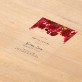 ブルゴーニュエレガントーと金ゴールドブライダルシャワーの招待 アクリル招待状 (レイダウン)