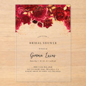 ブルゴーニュエレガントーと金ゴールドブライダルシャワーの招待 アクリル招待状 (正面)