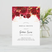 ブルゴーニュエレガントーと金ゴールドブライダルシャワーの招待 招待状 (スタンド正面)