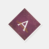 ブルゴーニュエレガントーと金箔紙吹雪モノグラム スタンダードカクテルナプキン (角)