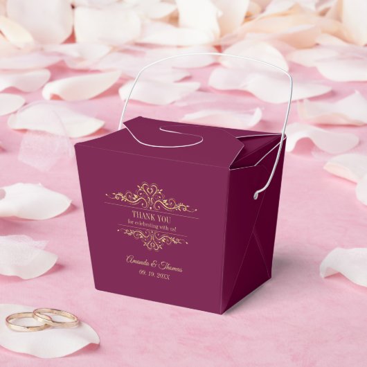 ブルゴーニュエレガントーのゴールデン結婚フレーム フェイバーボックス (ウェディング)