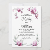 ブルゴーニュエレガントーのピンクのラン結婚ドフローラ 招待状 (正面)