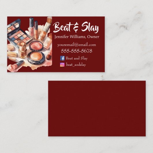ブルゴーニュエレガントーのメイクアップアーティスト 名刺 (正面/裏面)